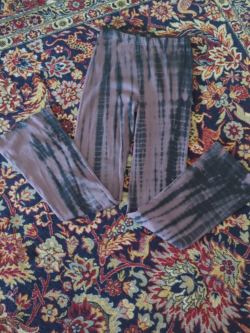 Wallflower High Waist Flare Leggings Purple and Black Tie Dye